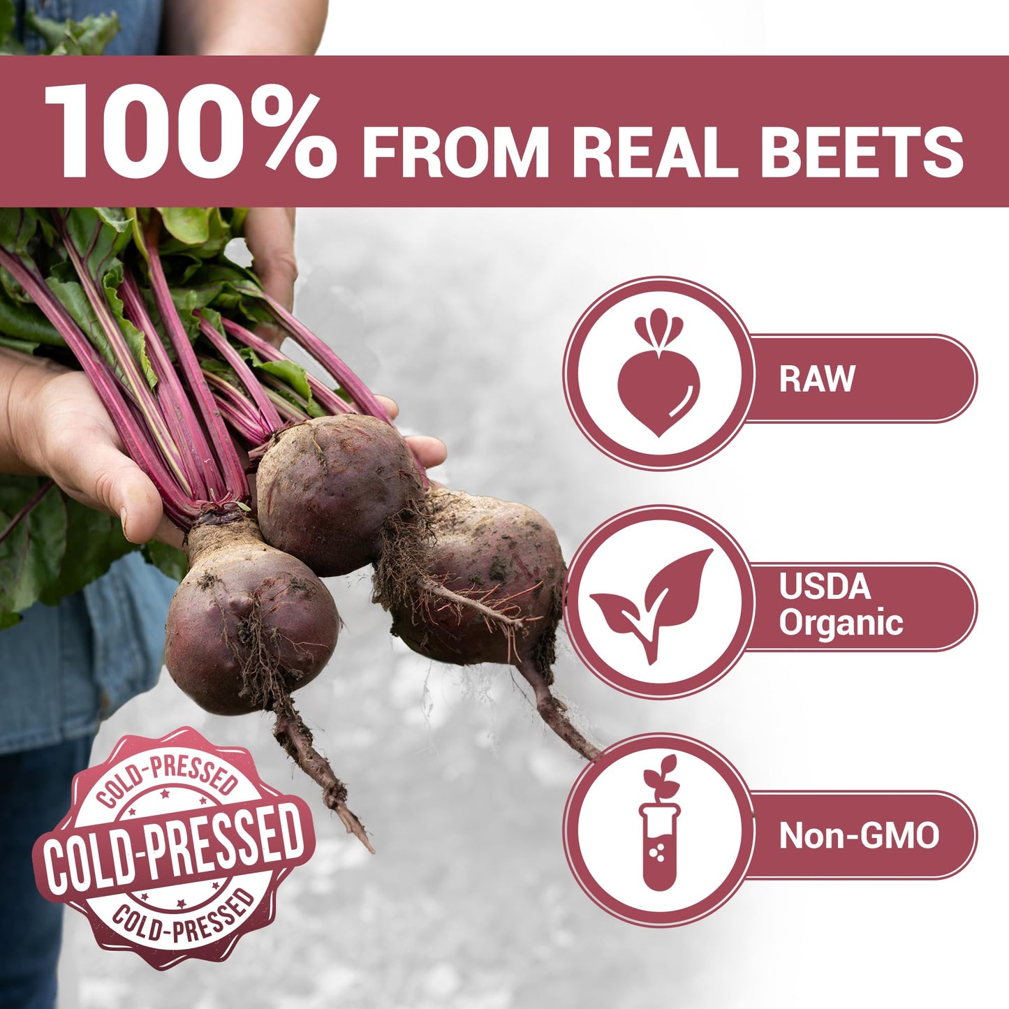 Dr. Berg Raw Organic Beet Powder from Real Earth-Grown Beets – USDA Certified Organic Beet Root Powder to Support Nitric Oxide Levels, Energy