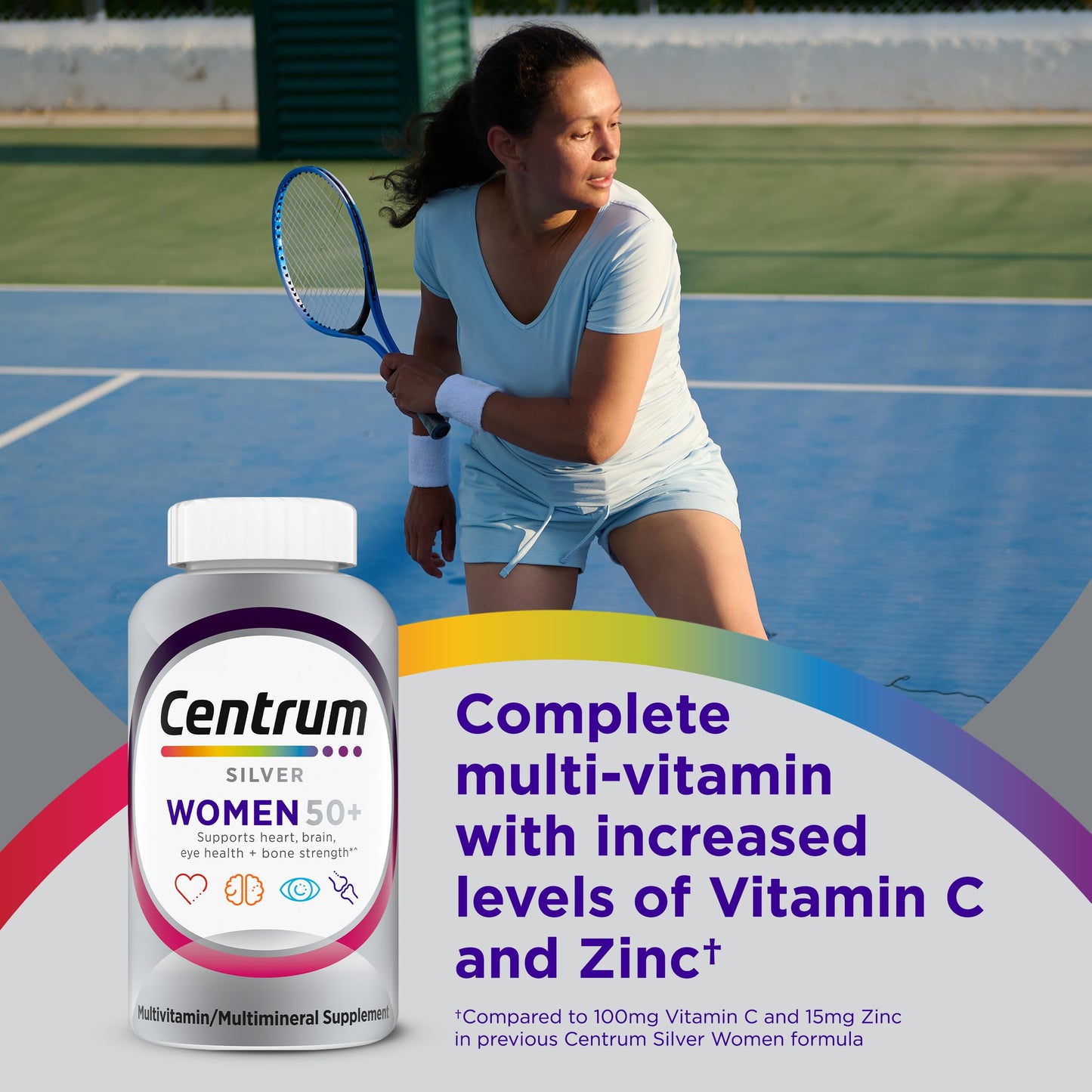 Centrum Silver Women's Multivitamin for Women 50 Plus, Multivitamin/Multimineral Supplement with Vitamin D3, B Vitamins, Non-GMO Ingredients CentrumBuy Supplements Australia