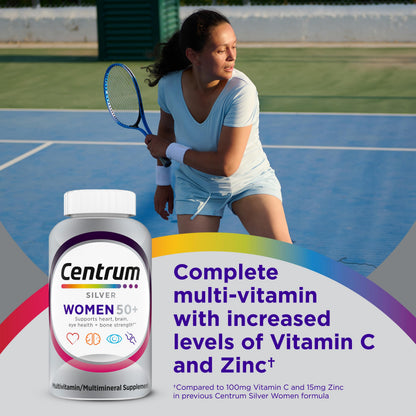 Centrum Silver Women's Multivitamin for Women 50 Plus, Multivitamin/Multimineral Supplement with Vitamin D3, B Vitamins, Non-GMO Ingredients CentrumBuy Supplements Australia