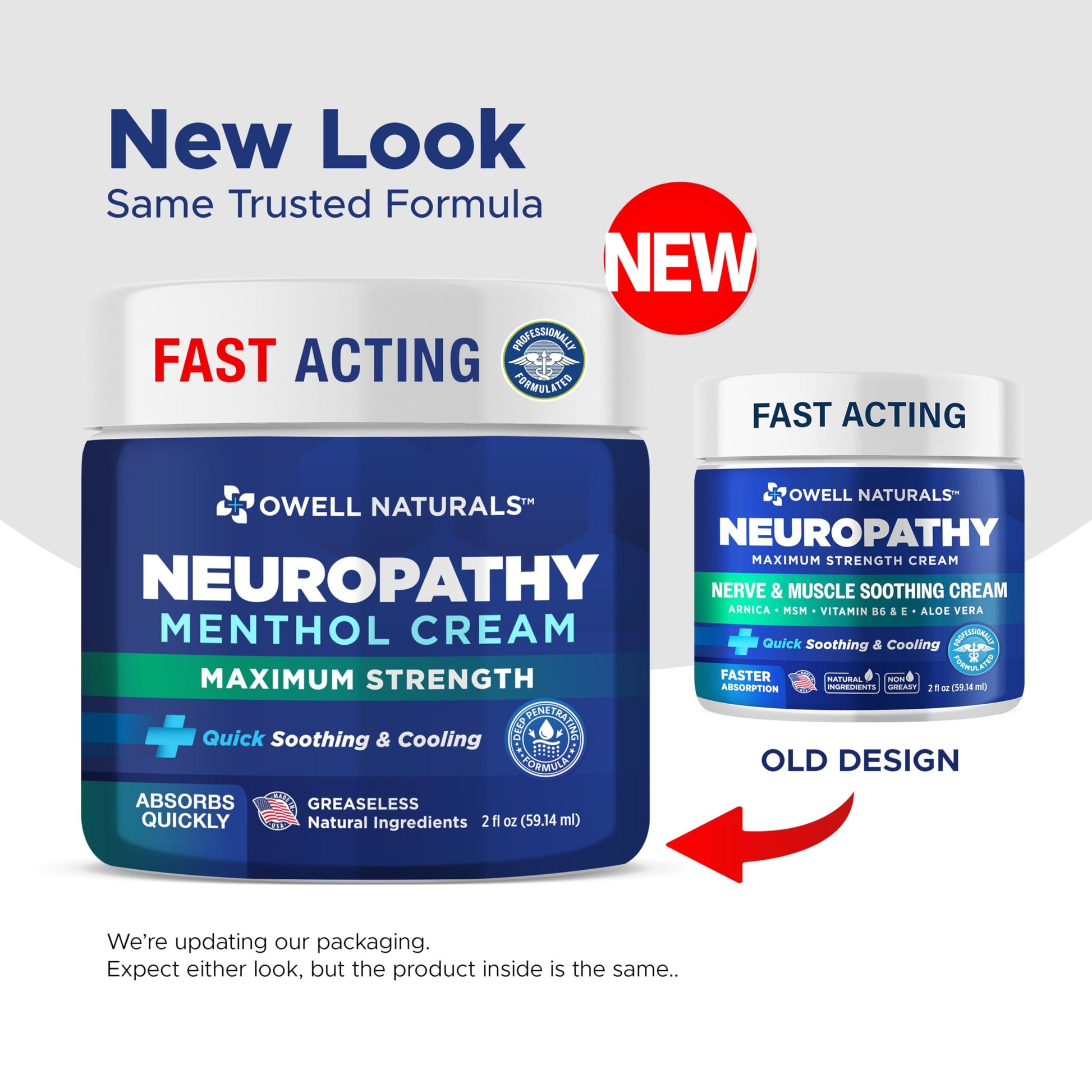 Owell Naturals Neuropathy Cream Extra Strength – Fast Absorbing Cooling for Leg, Feet & Hands – Advanced Soothing Formula with Aloe Vera, Arnica, MSM & Vitamin B6 – Made in USA, 2 fl oz Owell NaturalsBuy Supplements Australia