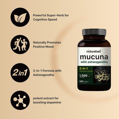 2 Pack NatureBell Mucuna Pruriens Capsules, 1500mg Per Serving, Made with Mucuna NatureBellBuy Supplements Australia