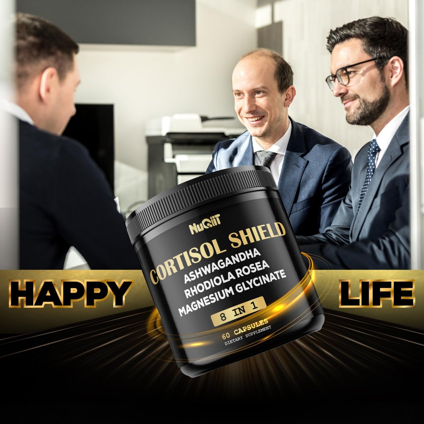8in1 Cortisol Shield - Ashwagandha and Magnesium, Rhodiola Rosea, Lions Mane, Sea Moss, Turmeric, St Jonh's Wort - Mind& Mood Balance, Rest Well, Support Immume - 60 Capsules - Maple Wellness Supplements