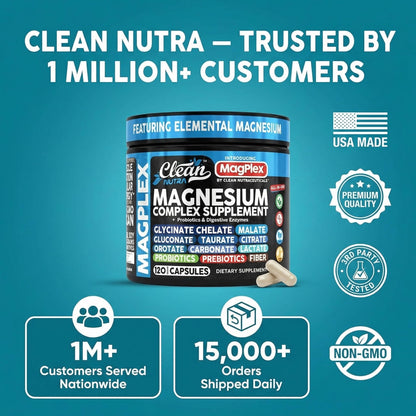 8in1 Magnesium Supplement Complex | Magnesium Glycinate Citrate Malate Gluconate Orotate Carbonate Lactate + Prebiotics Probiotics Digestive Enzymes Magnesio - Maple Wellness Supplements