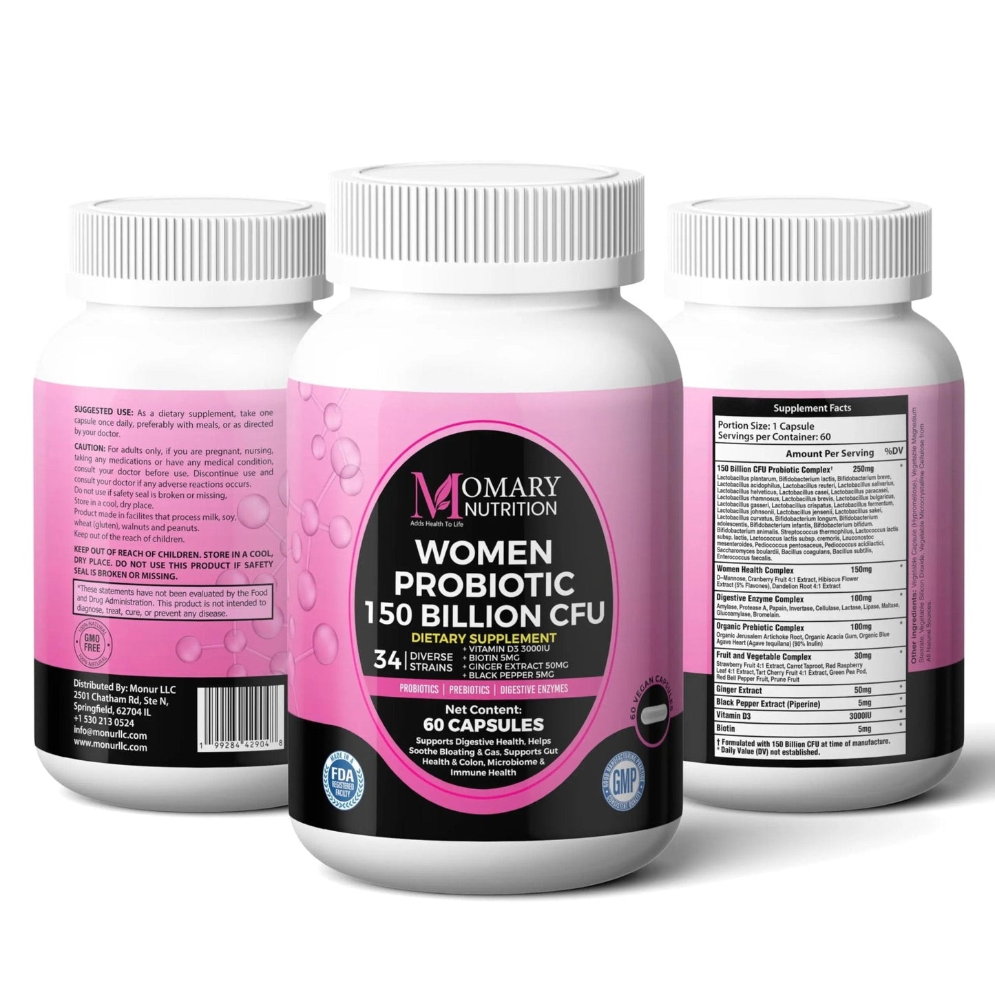 9-in-1 Bio Cultures Complex for Women – 150 Billion CFU Probiotics with 34 Diverse Strains, Organic Prebiotics, Postbiotics, Digestive Enzymes & Biotin – Supports Digestive Balance & Gut Microbiome - Maple Wellness Supplements