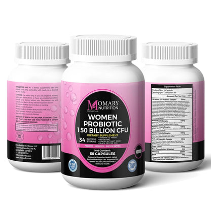 9-in-1 Bio Cultures Complex for Women – 150 Billion CFU Probiotics with 34 Diverse Strains, Organic Prebiotics, Postbiotics, Digestive Enzymes & Biotin – Supports Digestive Balance & Gut Microbiome - Maple Wellness Supplements