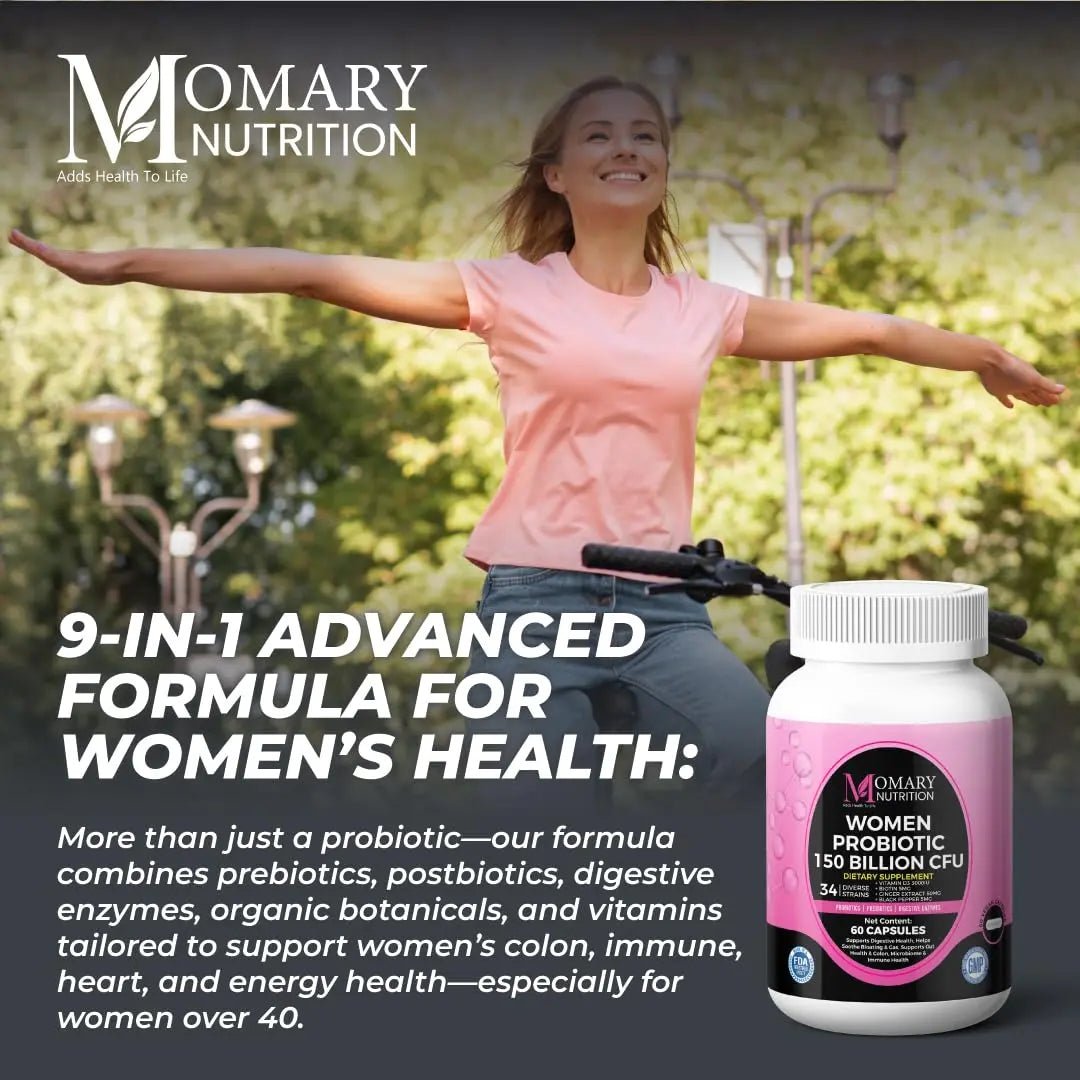 9-in-1 Bio Cultures Complex for Women – 150 Billion CFU Probiotics with 34 Diverse Strains, Organic Prebiotics, Postbiotics, Digestive Enzymes & Biotin – Supports Digestive Balance & Gut Microbiome - Maple Wellness Supplements