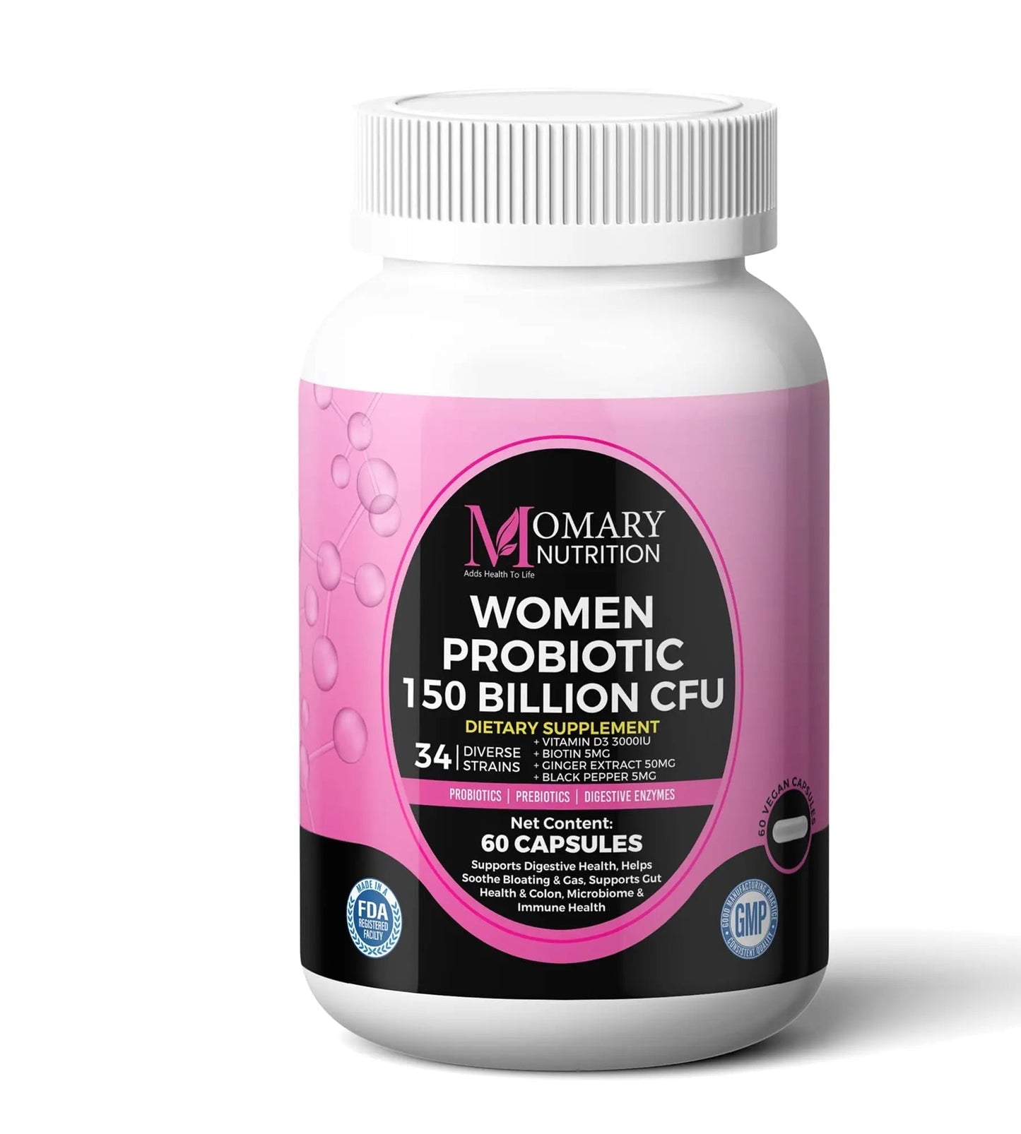 9-in-1 Bio Cultures Complex for Women – 150 Billion CFU Probiotics with 34 Diverse Strains, Organic Prebiotics, Postbiotics, Digestive Enzymes & Biotin – Supports Digestive Balance & Gut Microbiome - Maple Wellness Supplements