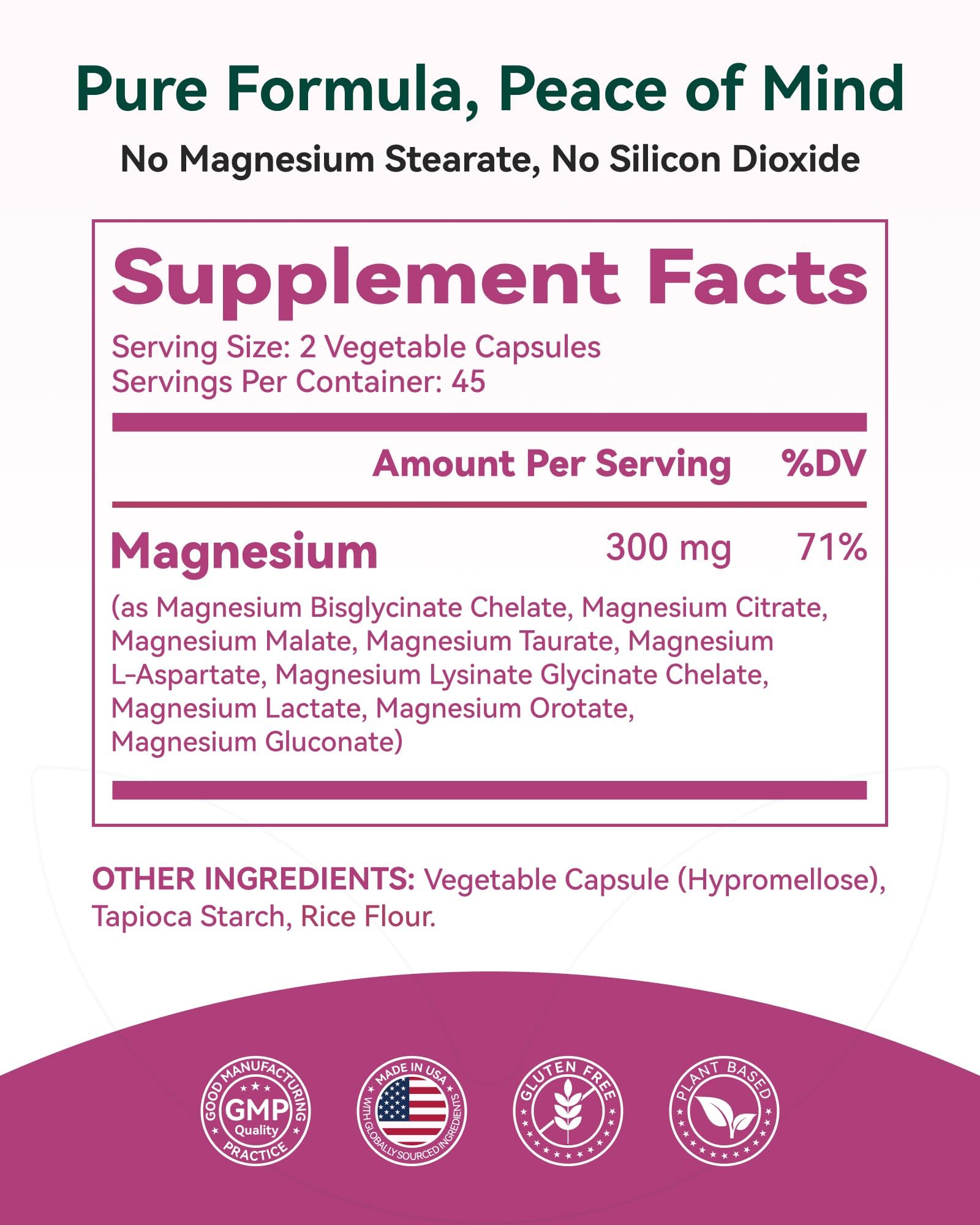 9-in-1 Magnesium Complex, 300mg Magnesium from 9 Organic Forms, Glycinate, Citrate, Malate, High Absorption for Sleep & Relaxation, Energy & Muscle Support, 90 Capsules - Maple Wellness Supplements