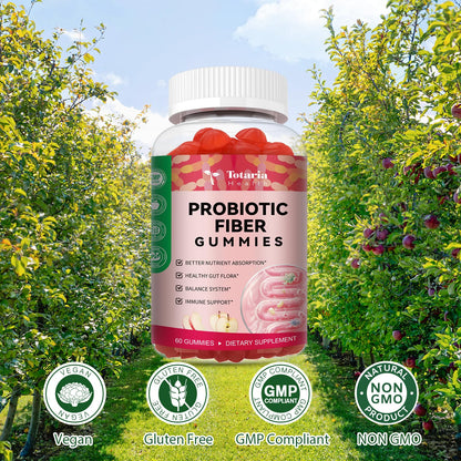 9-in-1 Probiotic Prebiotic Fiber Gummies for Adults & Teens 16G Fiber per Serving, Psyllium Husk Fiber Supplement with 5 Billion CFU Bacillus Coagulans - Maple Wellness Supplements