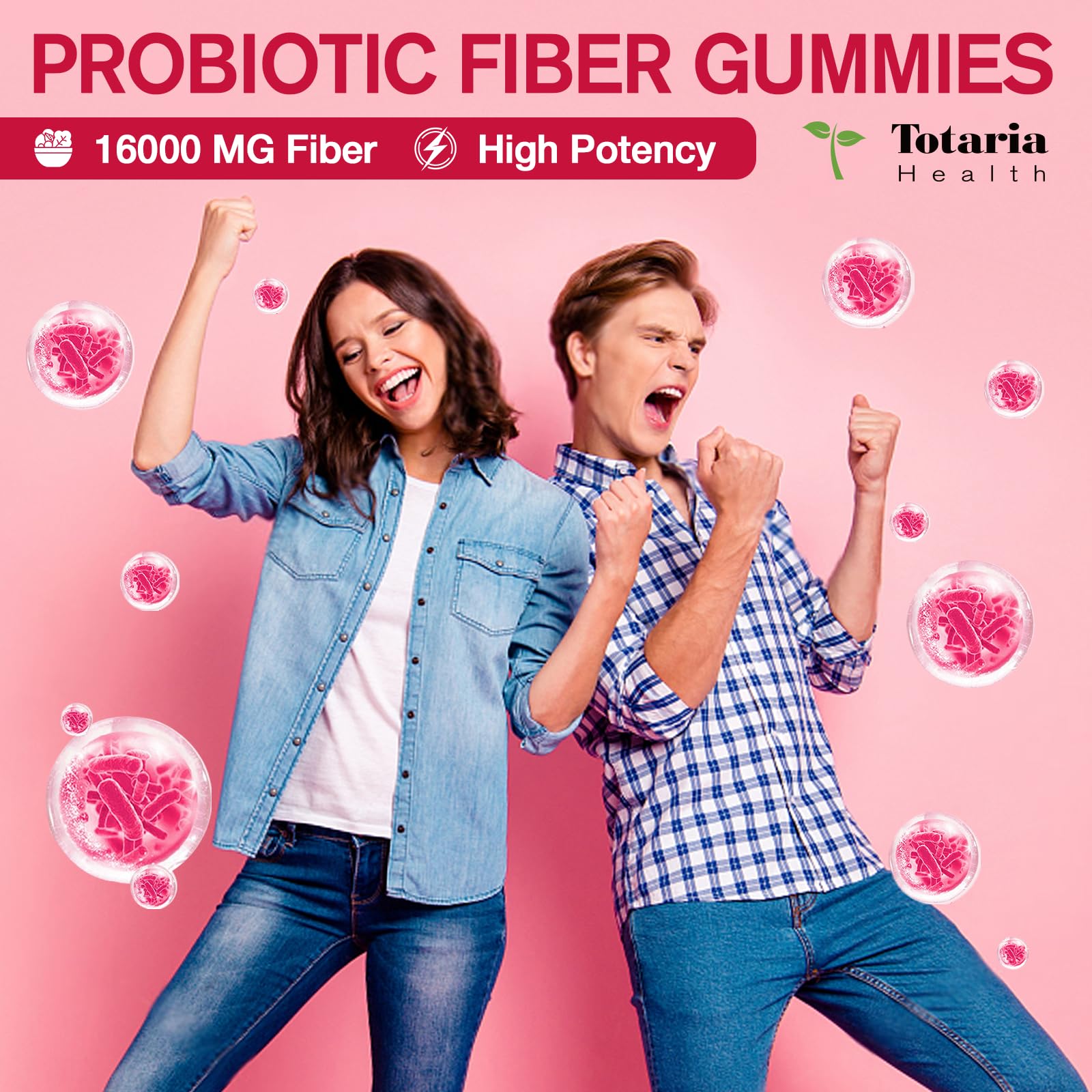 9-in-1 Probiotic Prebiotic Fiber Gummies for Adults & Teens 16G Fiber per Serving, Psyllium Husk Fiber Supplement with 5 Billion CFU Bacillus Coagulans - Maple Wellness Supplements