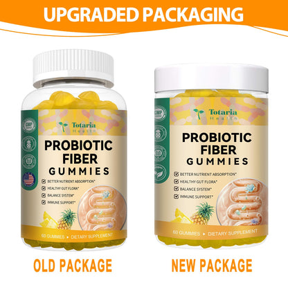 9-in-1 Probiotic Prebiotic Fiber Gummies for Adults & Teens, Fiber Supplement Pro with 5 Billion CFU Bacillus Coagulans, Psyllium Husk, FOS, Inulin, ACV for Digestion - Maple Wellness Supplements