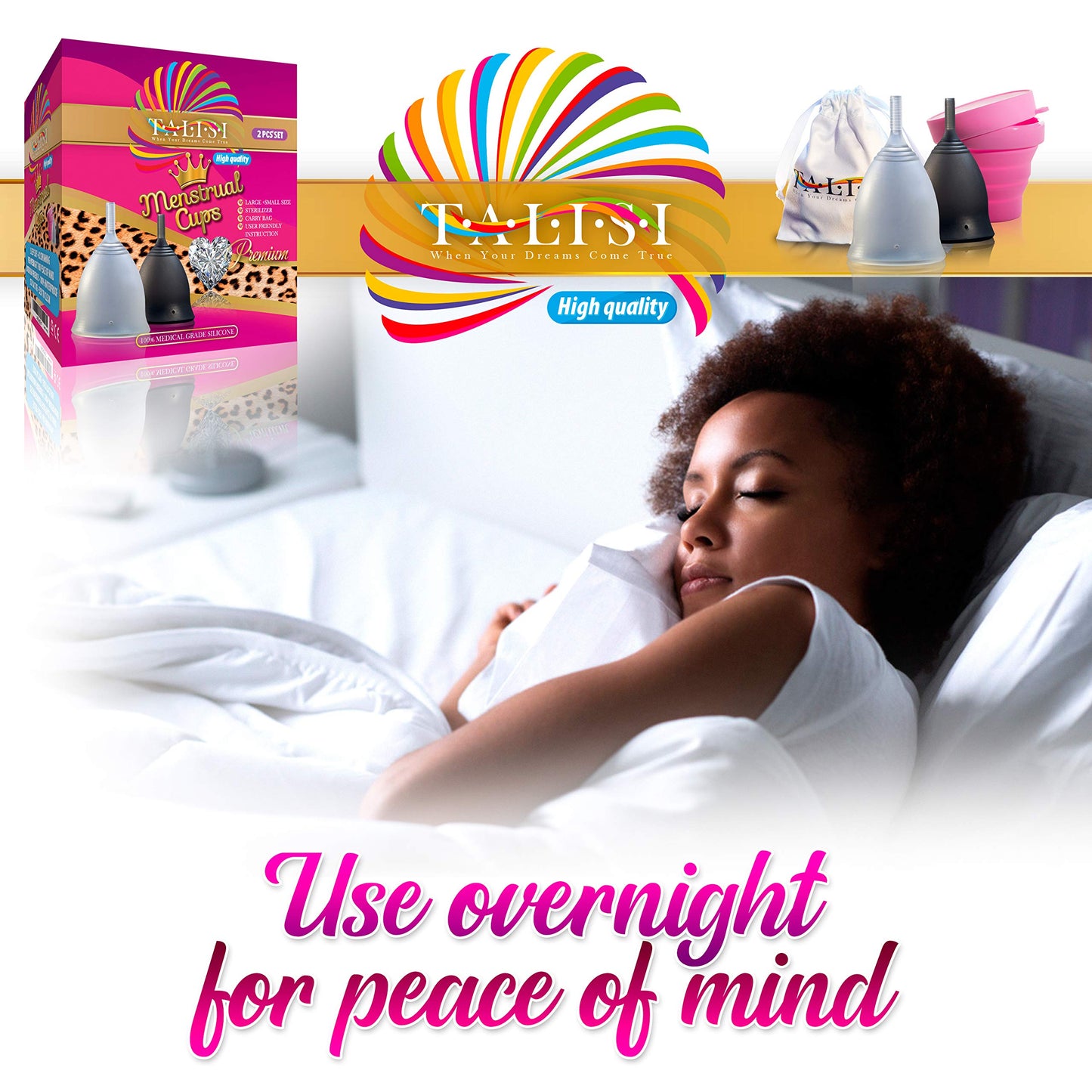 Talisi Soft Menstrual Cups Set of 2 - Reusable Period Cup for Women with Collapsible Case Holder Sterilizer TALISI WHEN YOUR DREAMS COME TRUEBuy Supplements Australia