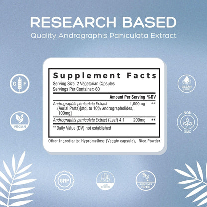 Palmara Health Premium Andrographis Paniculata Extract 1,200mg with 100mg Andrographolides Vegan Capsules for Immune & Digestive Support, Non-GMO, Gluten Free, Herbal Dietary Supplement Palmara HealthBuy Supplements Australia