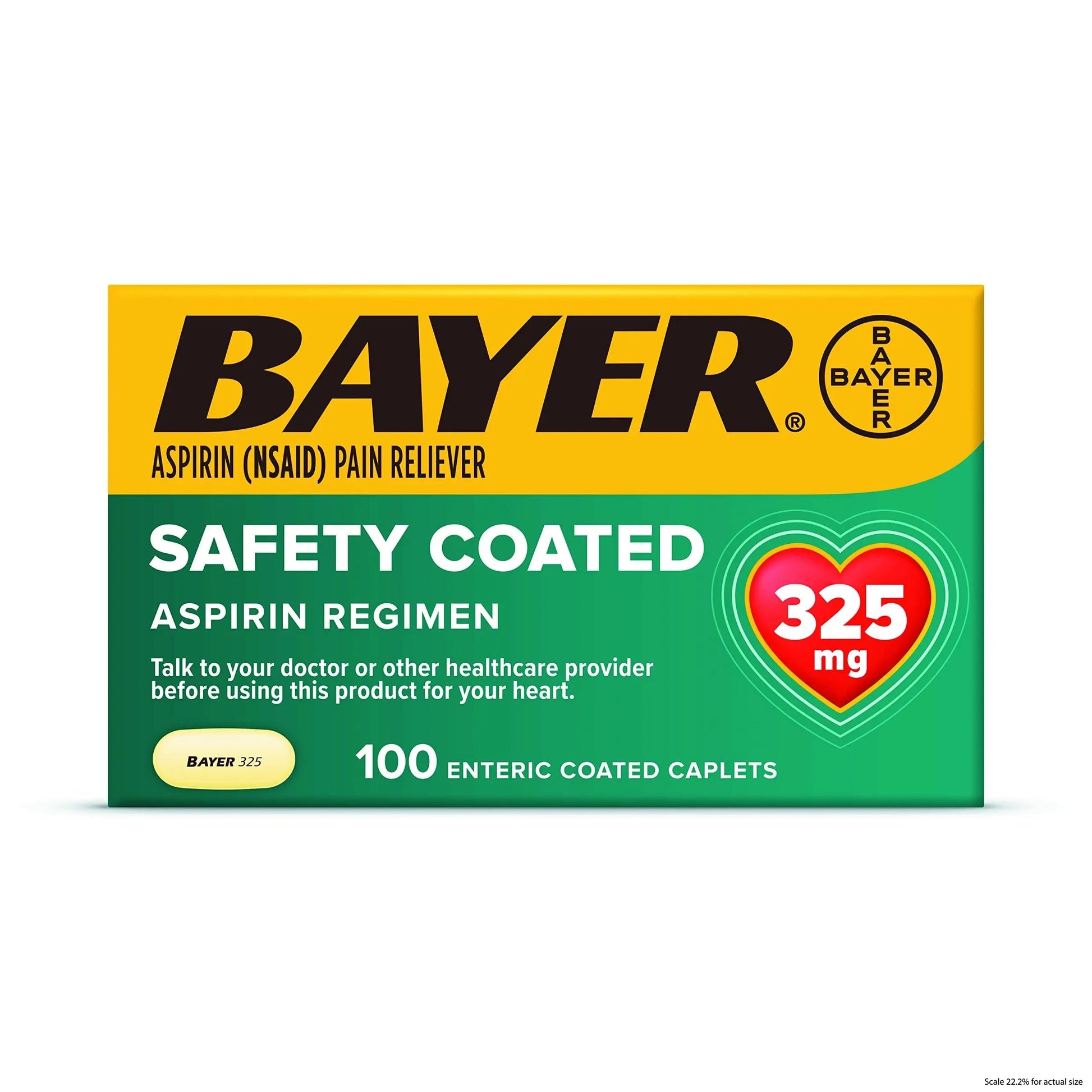 Bayer Aspirin Safety Coated 325 mg Caplets 100 Caplets, Pack of 2 BayerBuy Supplements Australia