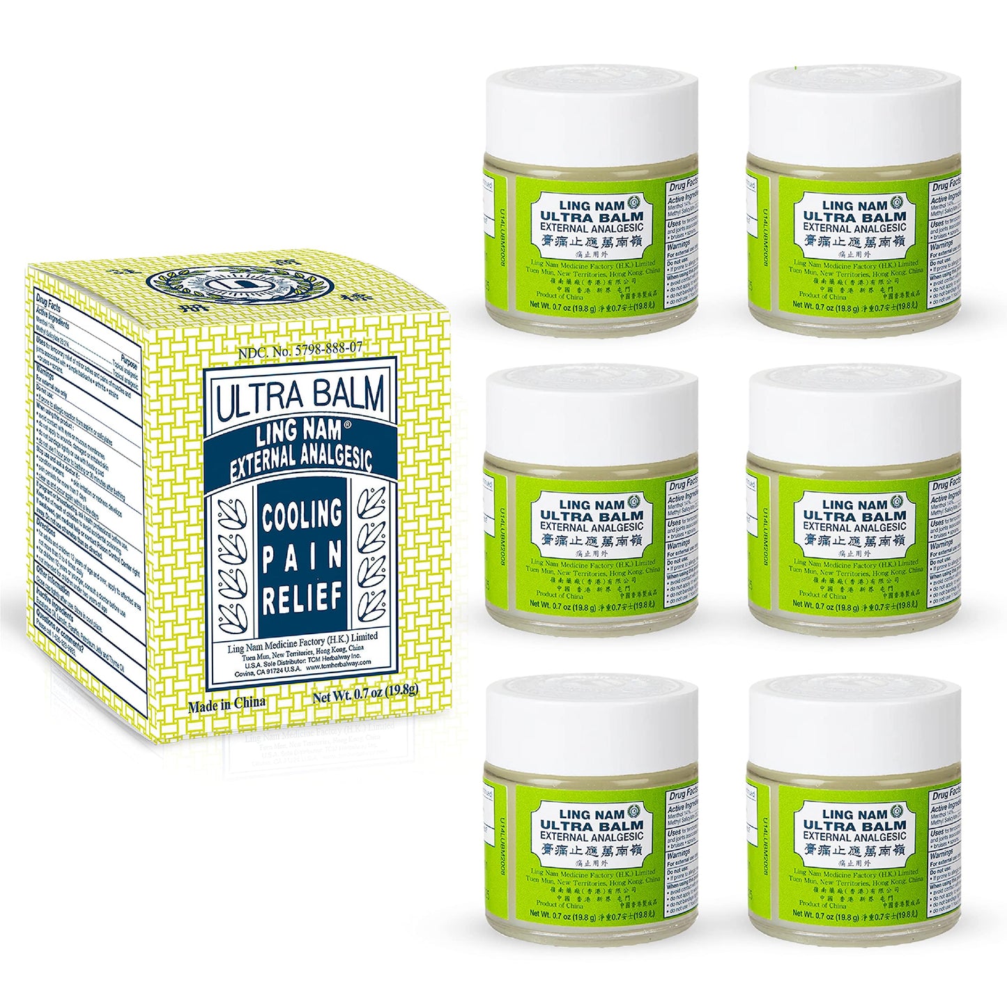 Ling Nam Ultra Balm External Analgesic, for Cooling Pain Relief Simple Backache Arthritis Strains Bruises Sprain, Muscle Pain, Muscle Soreness, 0.7oz/19.8g (Pack of 6) Ling NamBuy Supplements Australia