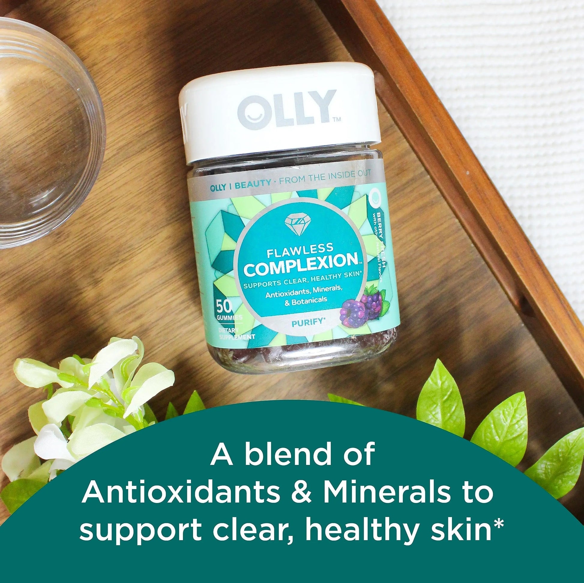 OLLY Undeniable Beauty Gummy & Flawless Complexion Gummy, Clear and Healthy Skin Support, Vitamins E, A, Zinc, Chewable Supplement, Berry - 50 Count (Pack of 1) OLLYBuy Supplements Australia