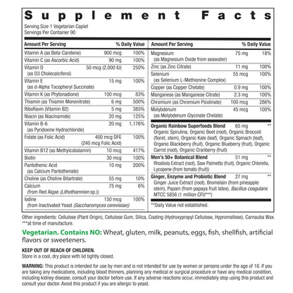 Rainbow Light Mens Multivitamin One + for 50 Plus | 90 Caplets | Supports Muscle Health | with Vitamins C, D, and Zinc Rainbow LightBuy Supplements Australia