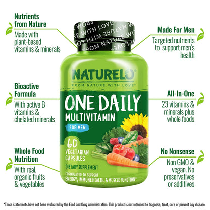 NATURELO One Daily Multivitamin for Women, 60 Capsules and One Daily Multivitamin for Men, 60 Capsules - 2 Month Supply Bundle NATURELO