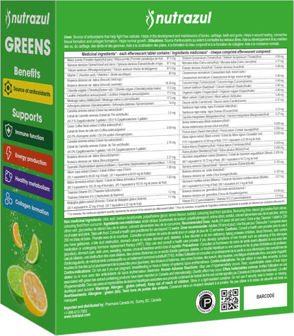 nutrazul Greens Effervescent Tablets - Daily Super Greens Supplement with 29 Superfoods - Antioxidant & Immune Support - Lemon Lime Flavor - Non-GMO - 30 Tablets nutrazulBuy Supplements Australia