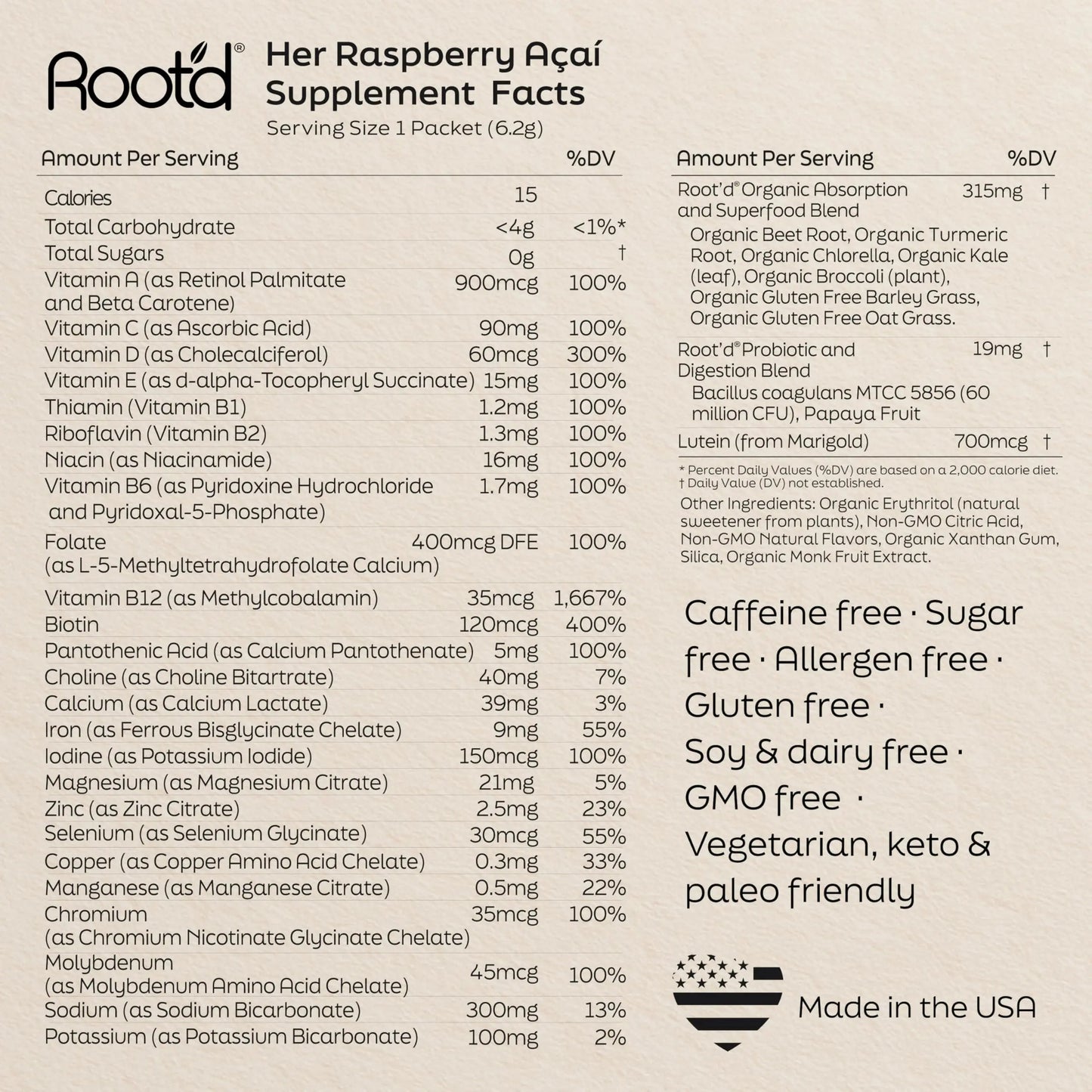 Root'd Multivitamin Powder for Women - 25 Vitamins & Minerals with 3X Electrolytes, 9 Organic Superfoods, Probiotics & Enzymes Root'd