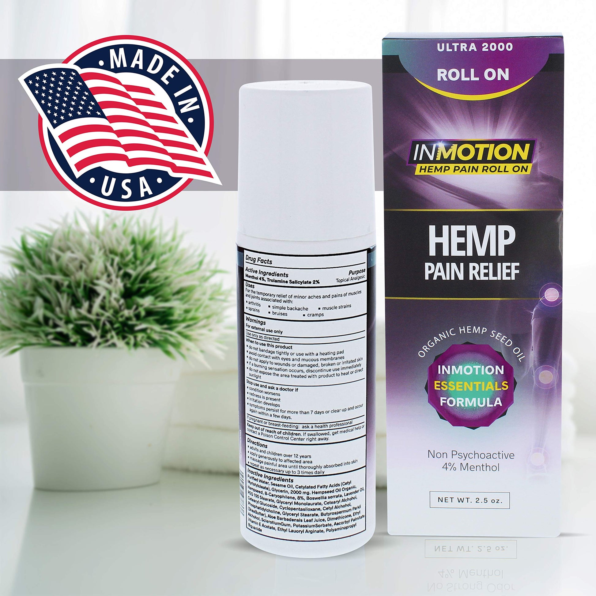 InMotion Hemp Roll On for Pain - 4 Pack Premium Ultra Strength Fast Acting, Long Lasting, Odorless Hemp Oil Roll On Pain Reliever for Joint, Muscle, & Back (4) InMotion HempBuy Supplements Australia