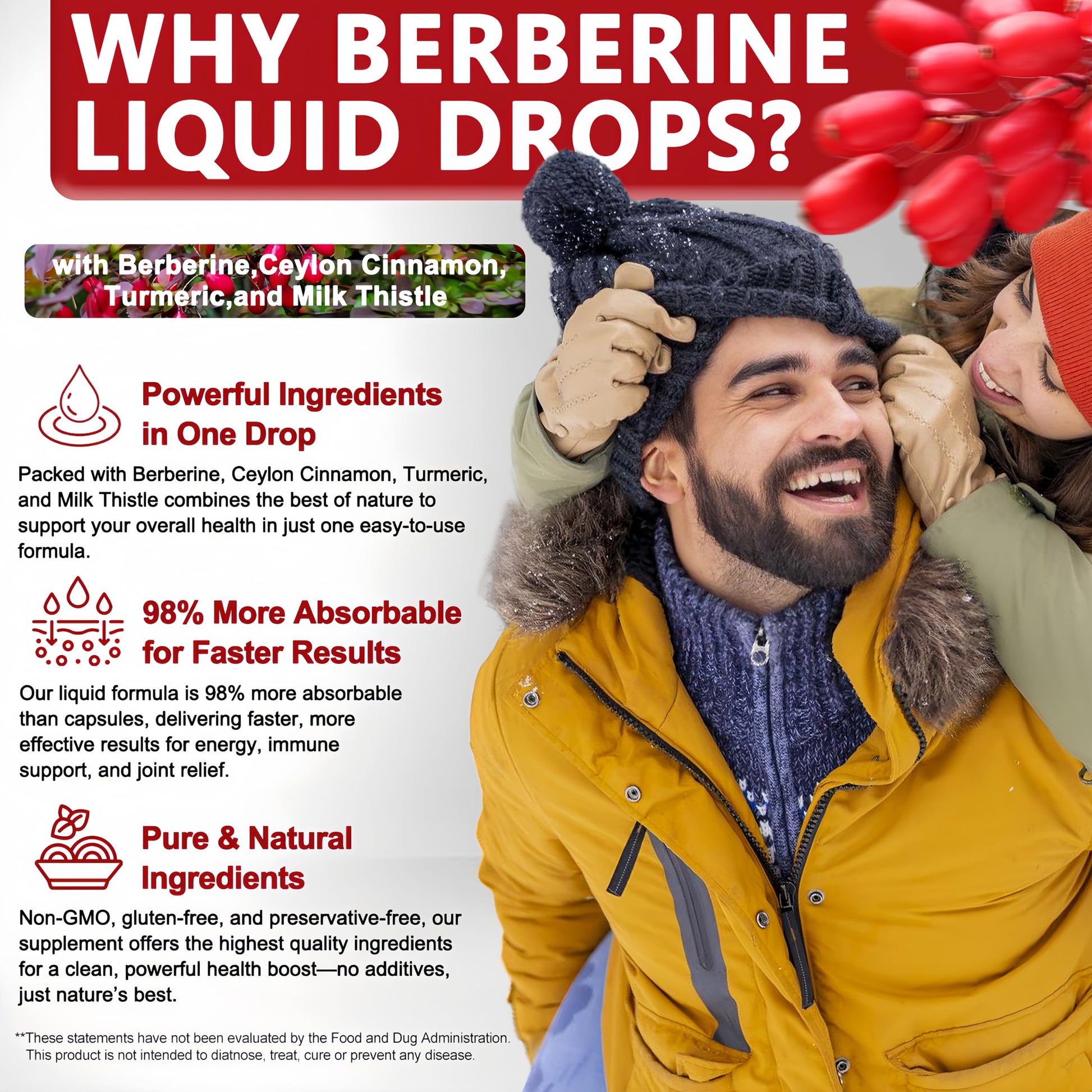 Berberine Drops, High Absorption 6-in-1 Liquid Berberine Supplement with Ceylon Cinnamon Milk Thistle Turmeric, Premium Berberine HCl for Immune Function Metabolic & Digestive Support, 30 Servings Vita letuoBuy Supplements Australia