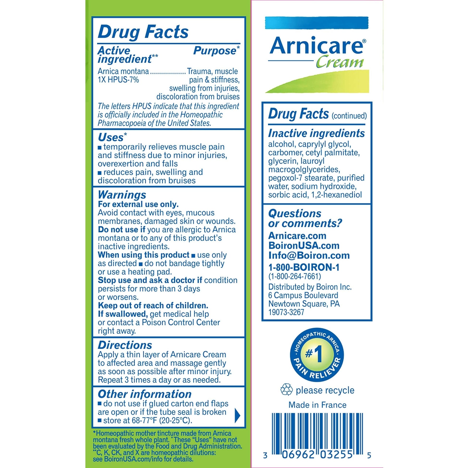 Boiron Arnicare Cream 1.33 oz (Pack of 4) BoironBuy Supplements Australia