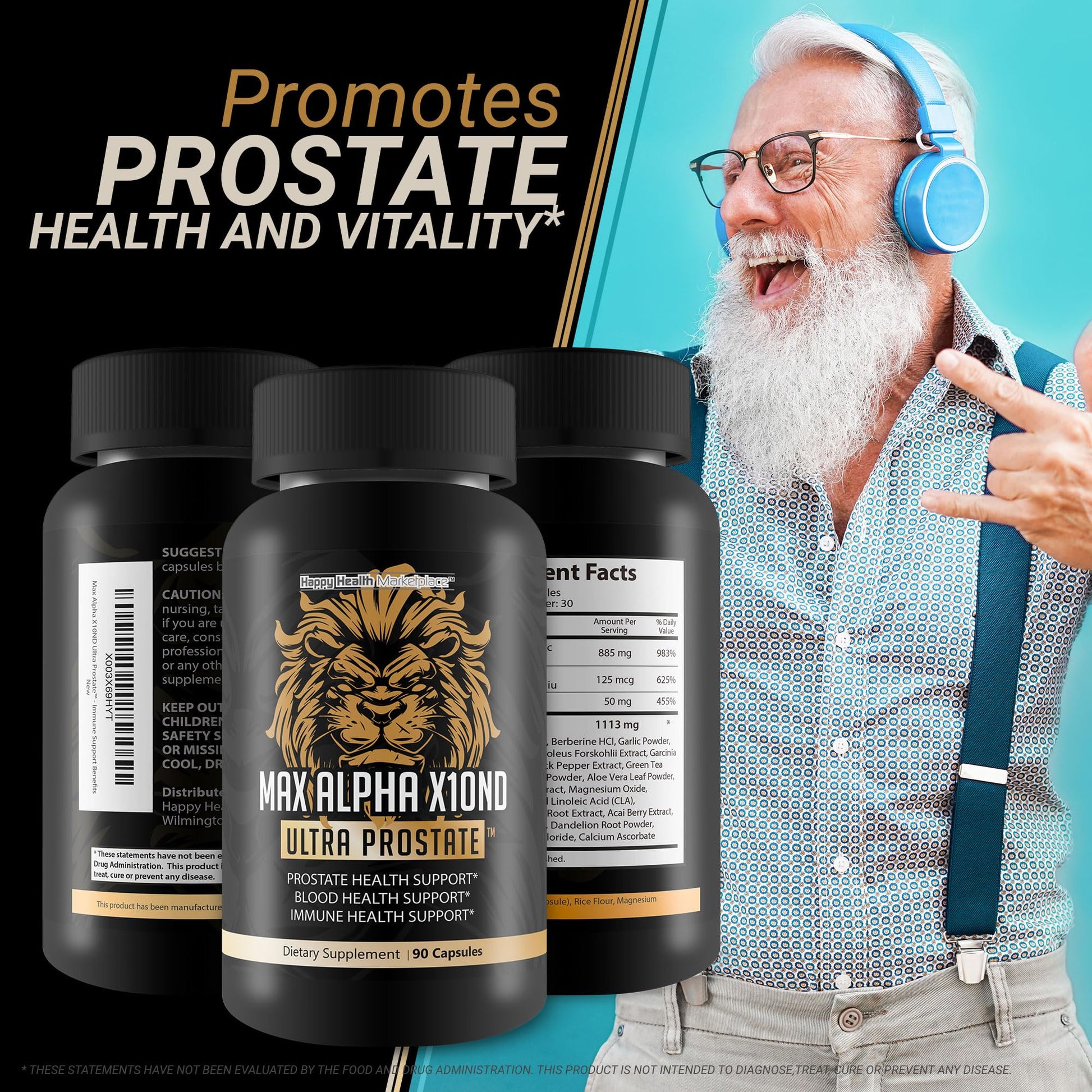 Max Alpha X10ND Ultra Prostate - T Prostate Support for Men - Promote Energy & Endurance - Blood Flow Support for Prostate Health with Vitamin D, Ginseng, Green Tea, & Zinc - Immune Support Benefits Happy Health MarketplaceBuy Supplements Australia