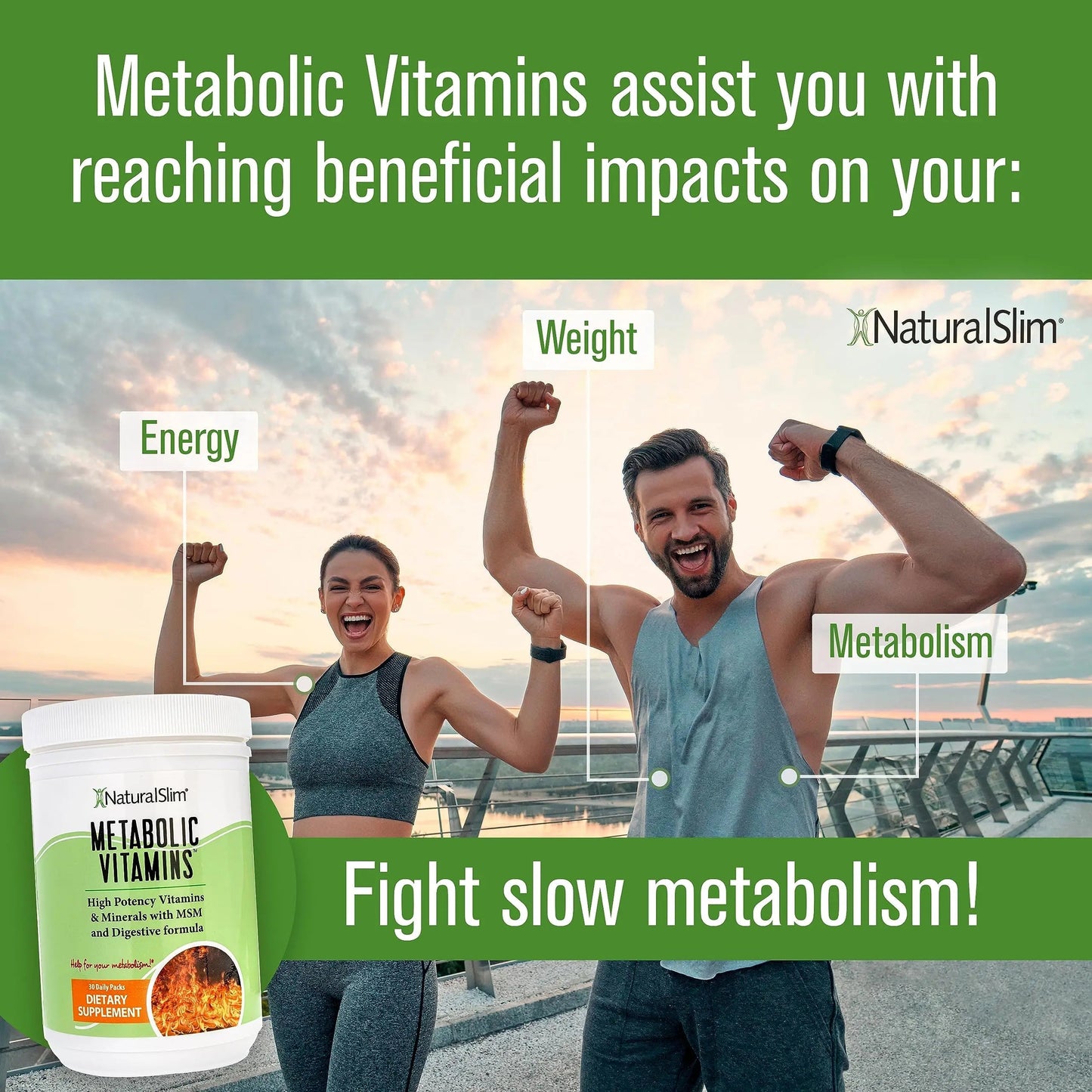 NaturalSlim Metabolic Vitamins - Combination of High Potency Multivitamins, Minerals, B Complex, Msm, & Digestive Formula Supplements NaturalSlim