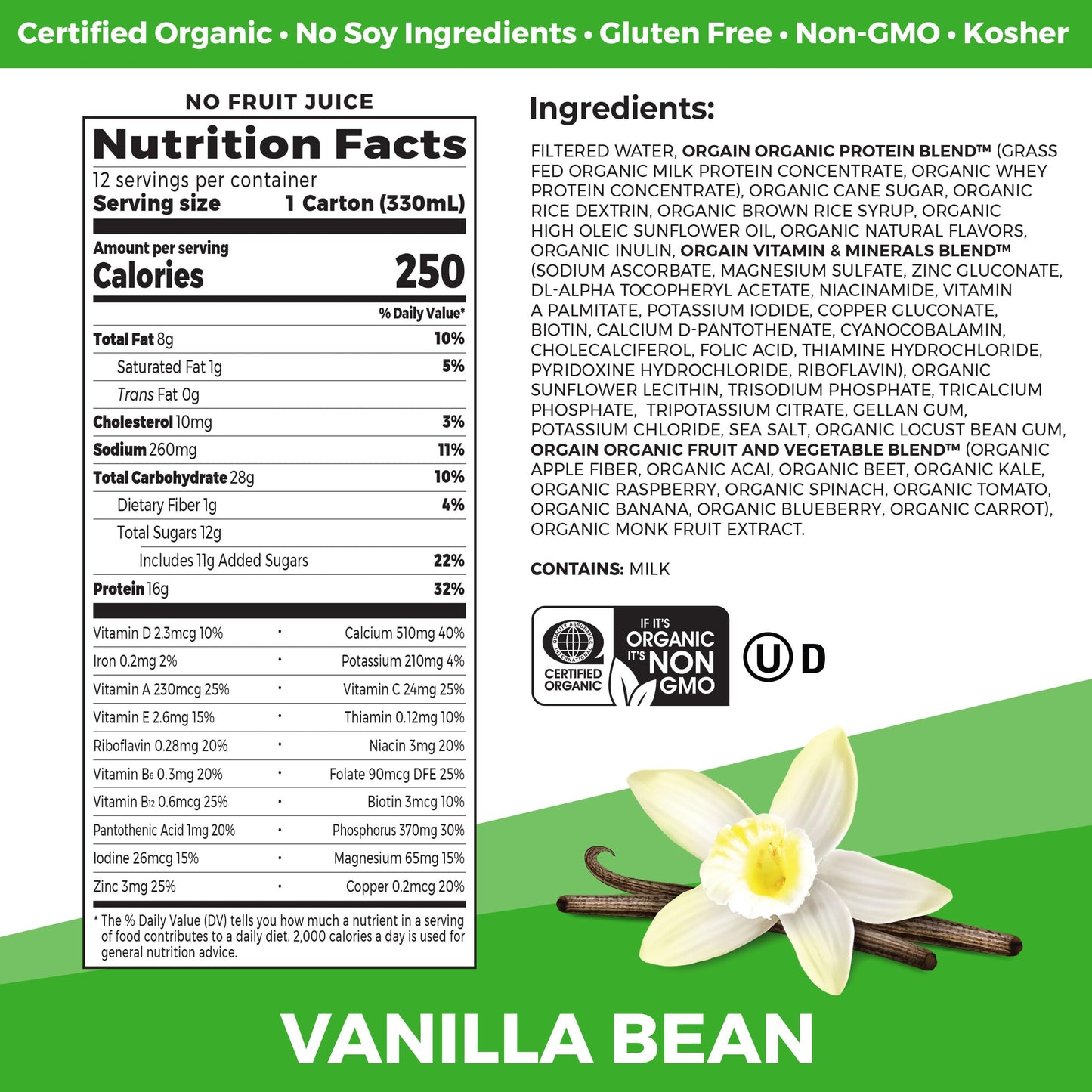 Orgain Organic Nutritional Protein Shake, Vanilla Bean - 16g Grass Fed Whey Protein OrgainBuy Supplements Australia