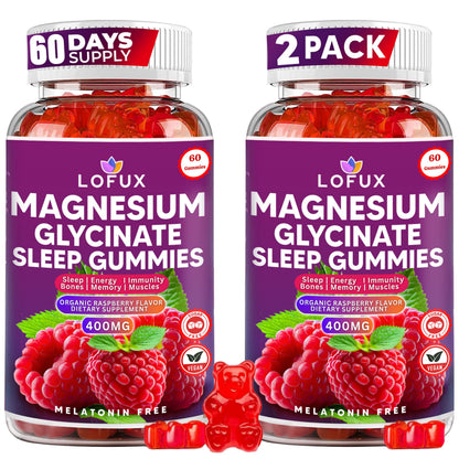 Lofux Magnesium Glycinate Gummies 400mg, Sugar Free Magnesium Gummies for Adults Women, Men, Chewable Supplement Gummy with L-Threonate, Vitamin D, B6, CoQ10 - for Calm, Sleep, Body Relaxation, 120 Ct LofuxBuy Supplements Australia