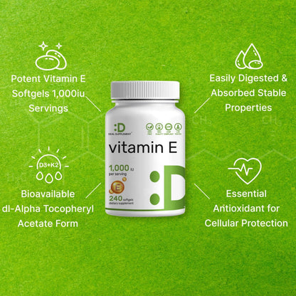 Vitamin E Supplements, 1,000 IU Per Serving, 240 Softgels – Extra Strength Antioxidant Protection – Bioavailable Stable Form DEAL SUPPLEMENTBuy Supplements Australia