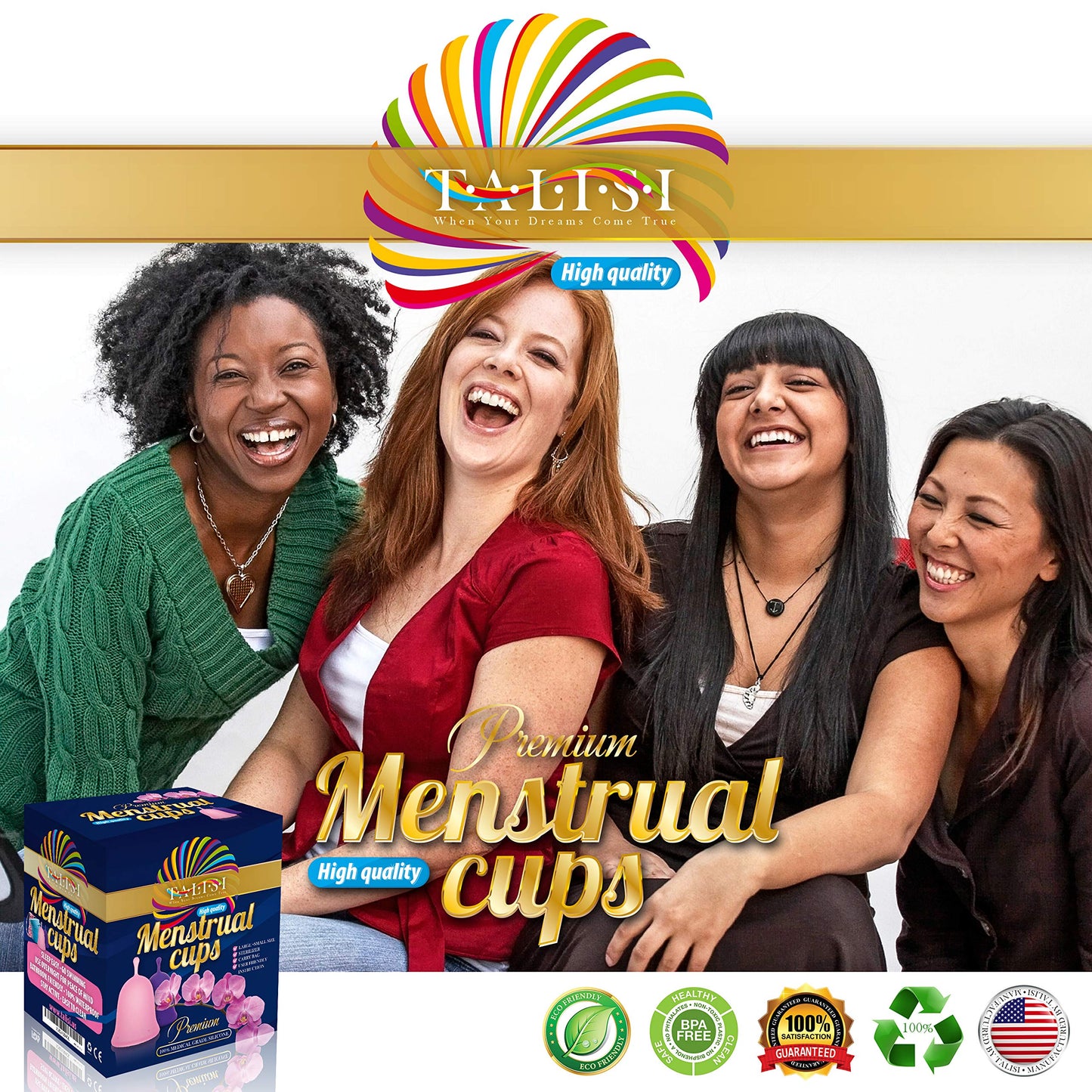 Talisi Menstrual Cups Set of 2 with Collapsible Silicone Sterilizer - Soft & Flexible Sensitive Feminine TALISI WHEN YOUR DREAMS COME TRUEBuy Supplements Australia
