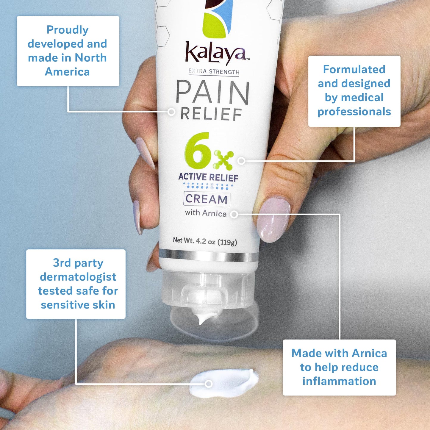 Kalaya Pain Relief Cream with Arnica for Muscles and Joints – 6 Natural Active Ingredients with Long Lasting and Fast Acting Relief in 3 Minutes - Dermatologist Tested to Soothe Tension - 4.2 oz Kalaya NaturalsBuy Supplements Australia