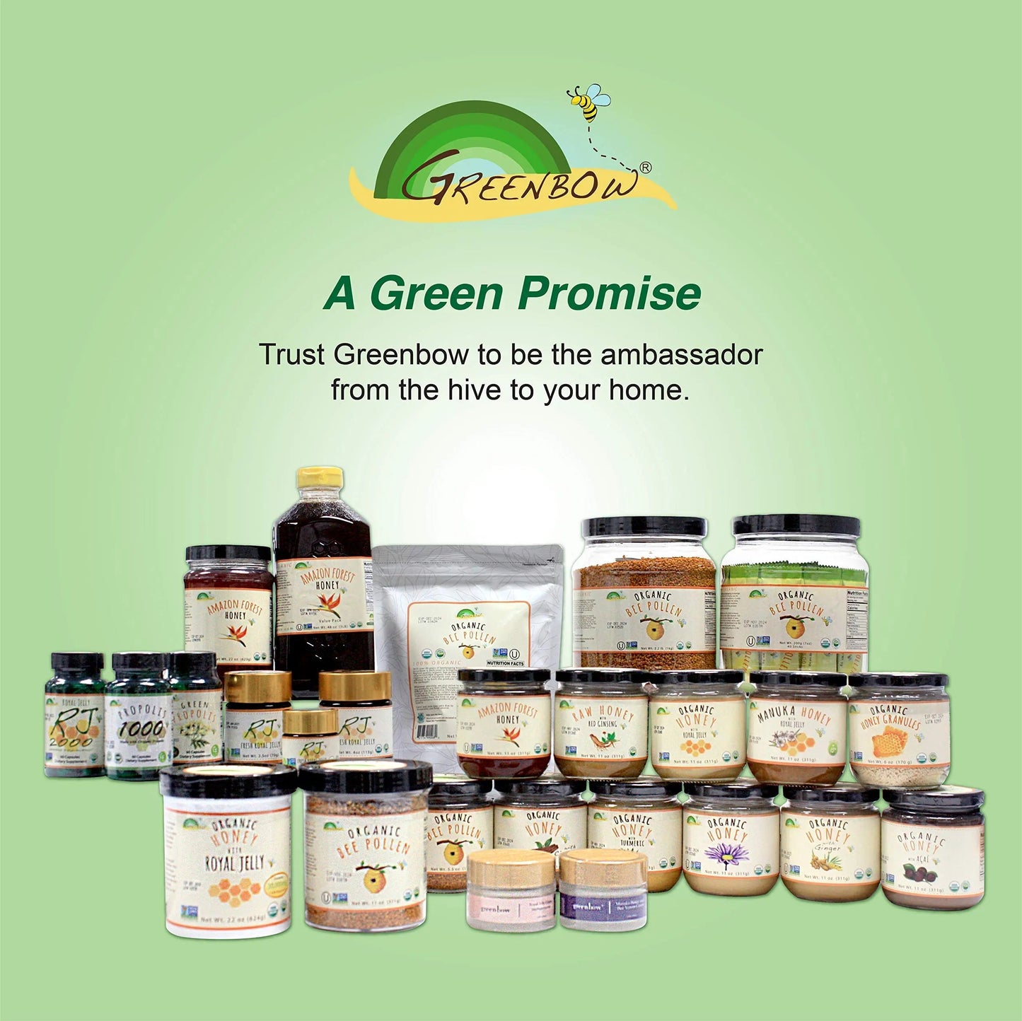 Greenbow Organic Bee Pollen - 100% USDA Certified Organic, Non-GMO, Halal, Kosher Certified, Pure & Natural Bee Pollen GreenbowBuy Supplements Australia
