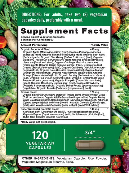 Nature's Truth Fruit and Veggies Supplement | 120 Vegetarian Capsules | 20+ Fruits & Vegetables | Vegetarian, Non-GMO, and Gluten Free Supplement Nature's TruthBuy Supplements Australia