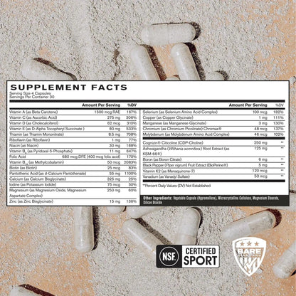BARE PERFORMANCE NUTRITION BPN Strong Multi-Vitamin 30 Day Supply + Recover Post-Workout Muscle Recovery Drink Mix BARE PERFORMANCE NUTRITION