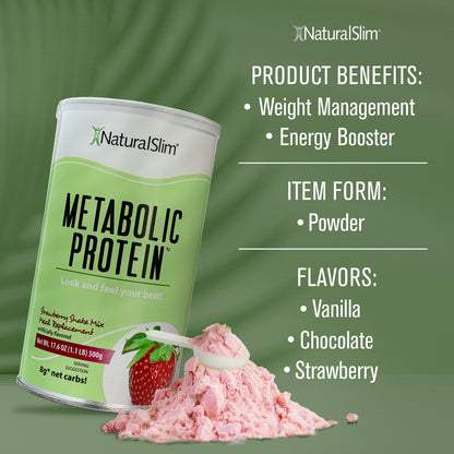 NaturalSlim Metabolic Whey Protein Powder Strawberry – Low Carb, Meal Replacement NaturalSlimBuy Supplements Australia