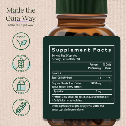 Gaia Herbs, Vitex Berry Vegan Liquid Phyto Capsules - PMS Support Supplement, Chaste Tree berry Gaia HerbsBuy Supplements Australia