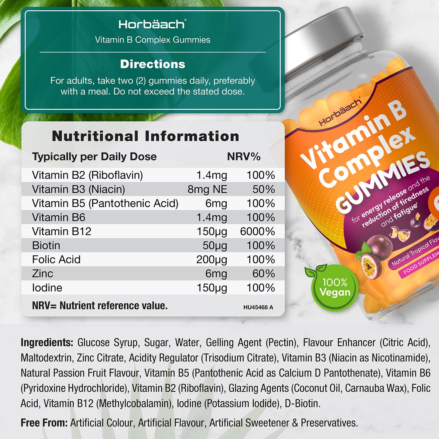 Vitamin B Complex Gummies | 60 Vegan Gummies - Tablet Alternative | High Strength B12 HorbäachBuy Supplements Australia