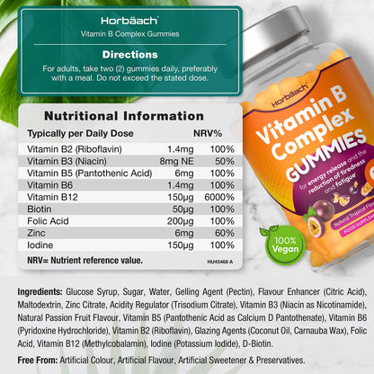 Vitamin B Complex Gummies | 60 Vegan Gummies - Tablet Alternative | High Strength B12 HorbäachBuy Supplements Australia