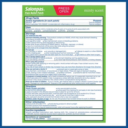 Salonpas Pain Relief Patch, 20 Count (Pack of 1), Up to 12 Hours Temporary Relief of Mild to Moderate Pain, Backache, Sore Muscle, Sprains, Bruises SalonpasBuy Supplements Australia