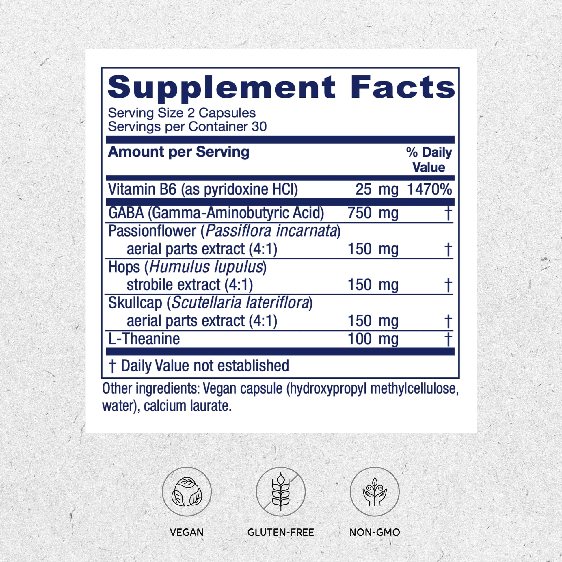 Vitanica, GABA Ease, Calming Support, Vegan, 60 Capsules VitanicaBuy Supplements Australia
