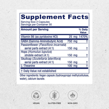 Vitanica, GABA Ease, Calming Support, Vegan, 60 Capsules VitanicaBuy Supplements Australia