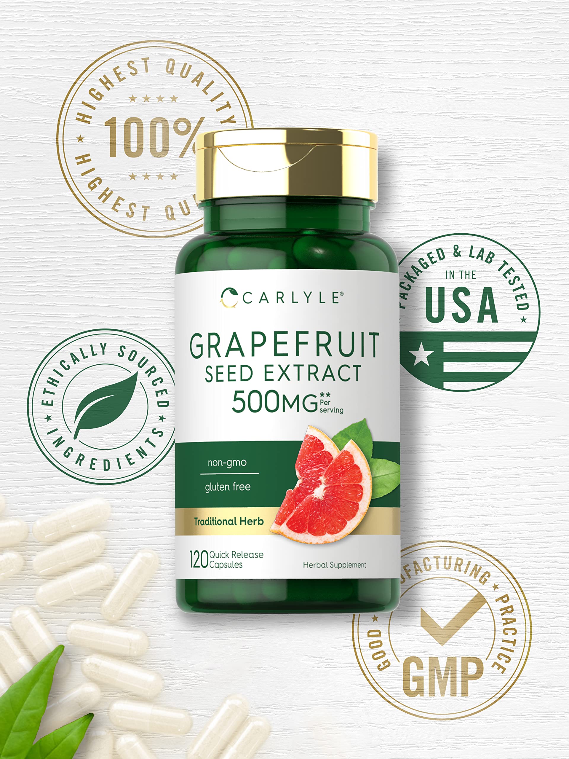 Carlyle Grapefruit Seed Extract | 500 mg 120 Capsules | Maximum Strength | Non-GMO CarlyleBuy Supplements Australia