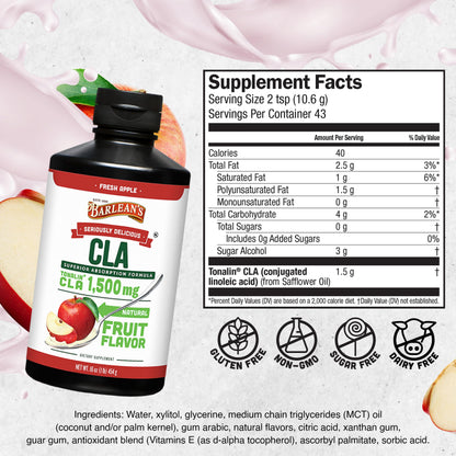 Barlean's Fresh Apple with 1,500 mg of Tonalin CLA - Gluten-Free, Vegan, Kosher Barlean'sBuy Supplements Australia