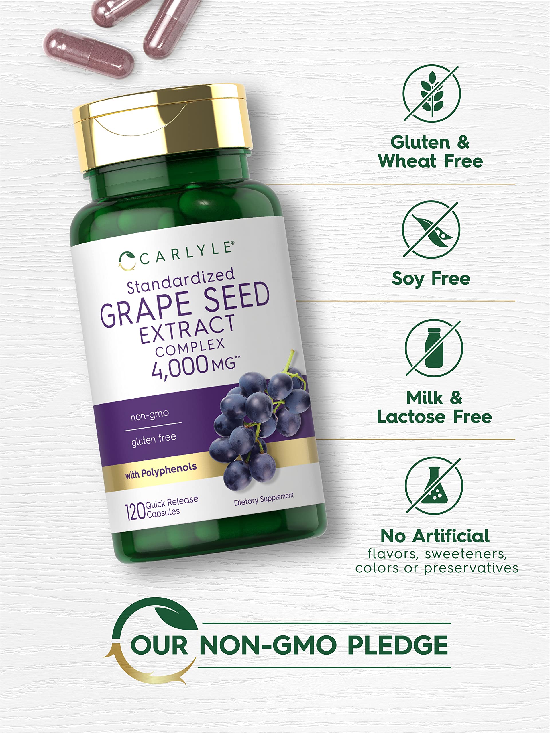 Carlyle Grape Seed Extract 4,000mg | 120 Quick Release Capsules | Standardized Extract CarlyleBuy Supplements Australia