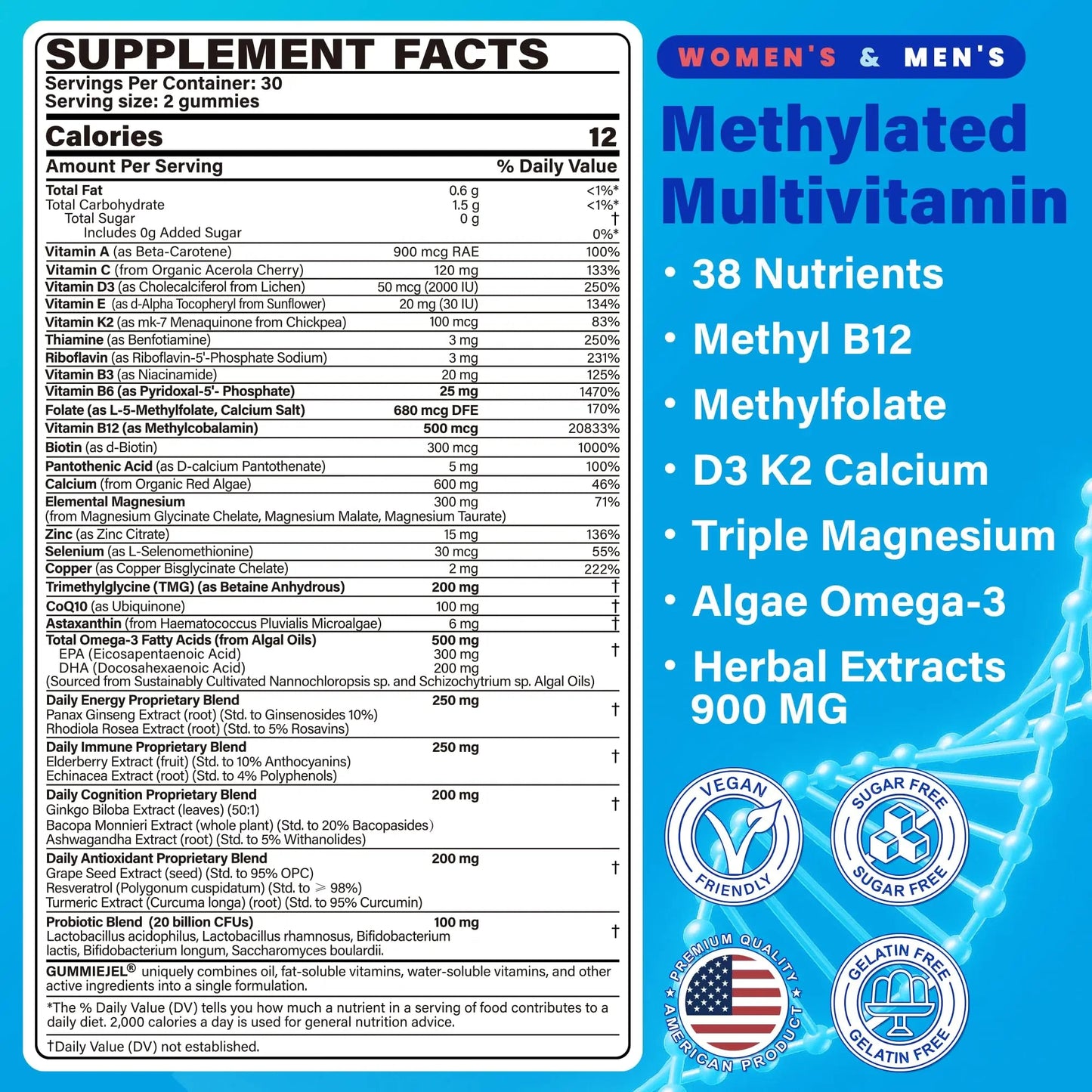 Methylated Multivitamin for Women & Men Gummies w/ Omega-3, Calcium, D3 K2, Methylfolate & B12, TMG, Daily Vitamin A, C, E, B Complex, Magnesium, CoQ10 NEVISSBuy Supplements Australia