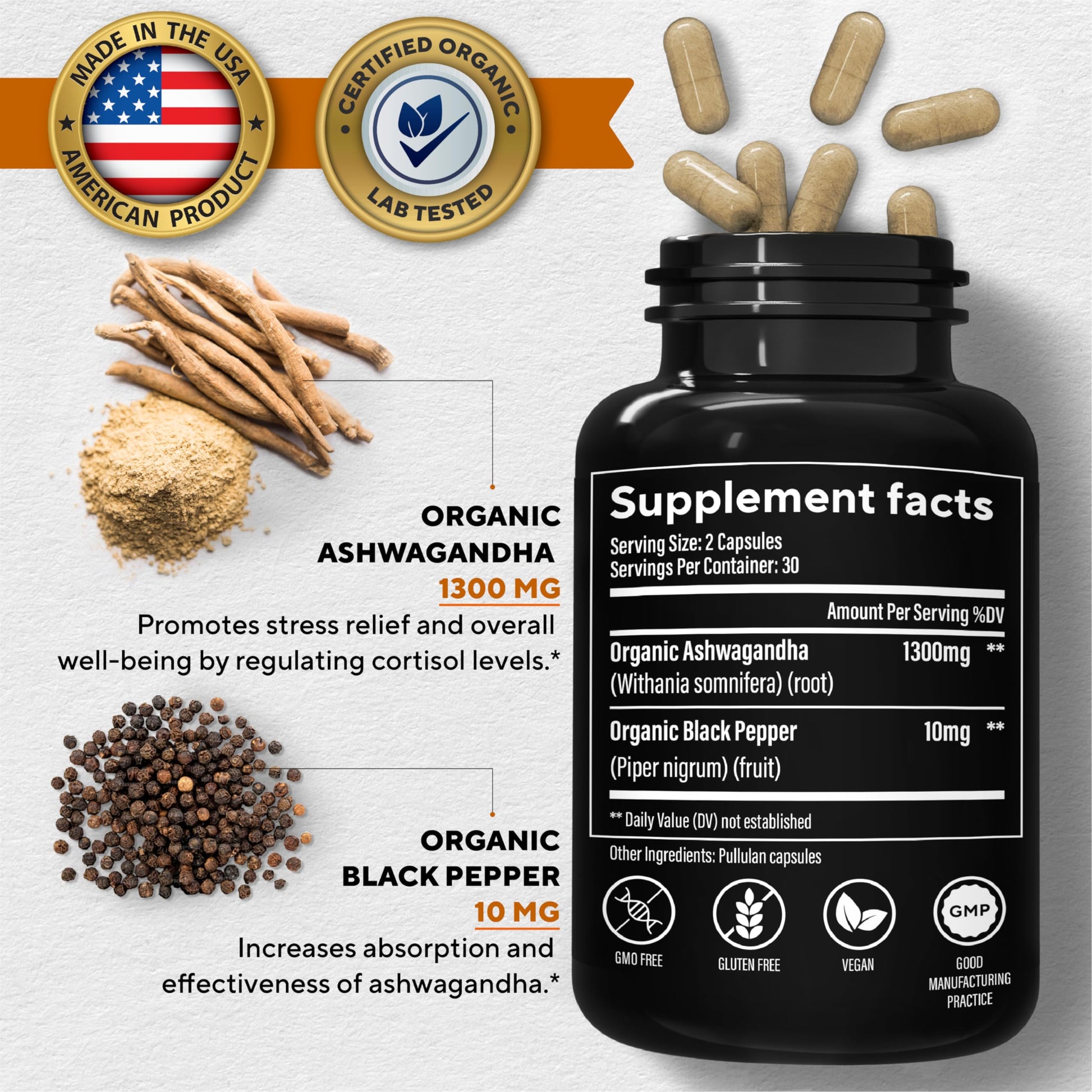 VitaUp Organic Ashwagandha Capsules 1310 mg - USA Made Ashwagandha Supplements VitaUpBuy Supplements Australia