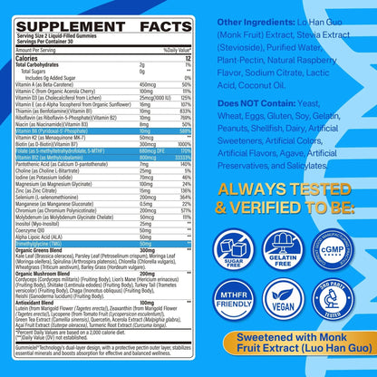 Methylated Multivitamin for Men & Women Gummies + Greens & Mushroom Blend, Methylfolate & B12, TMG, Choline LILICAREBuy Supplements Australia
